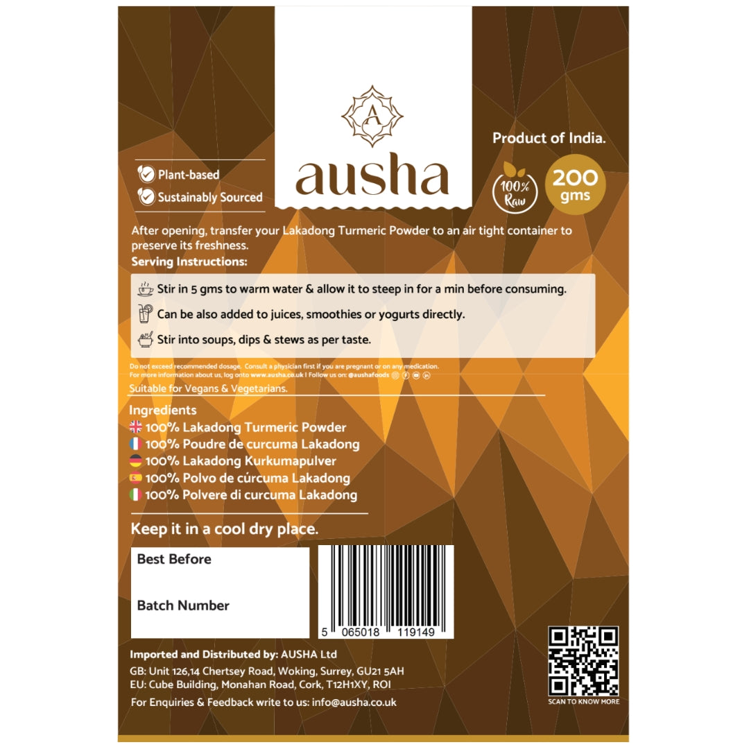 Lakadong Turmeric Powder - High Curcumin 8% - 1* GREAT TASTE AWARD 2025