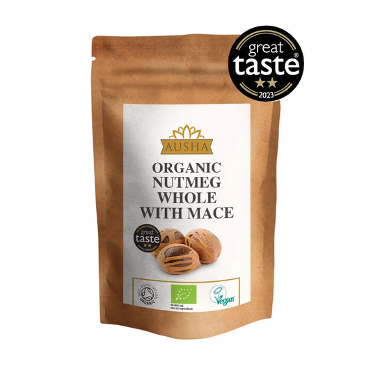 Organic Nutmeg Whole with Mace 50g - 2** GREAT TASTE AWARD