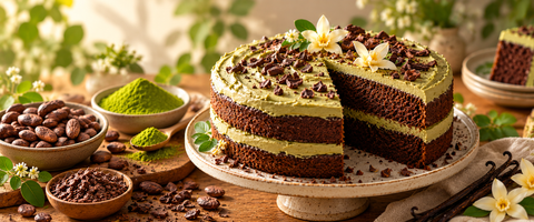 Healthy Cacao, Moringa & Vanilla Cake
