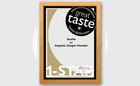 Great Taste 2023 award plaque for Organic Ginger Powder from Ausha.
