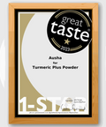 Great Taste Award 2023 certificate for Organic Turmeric Superfood Powder.