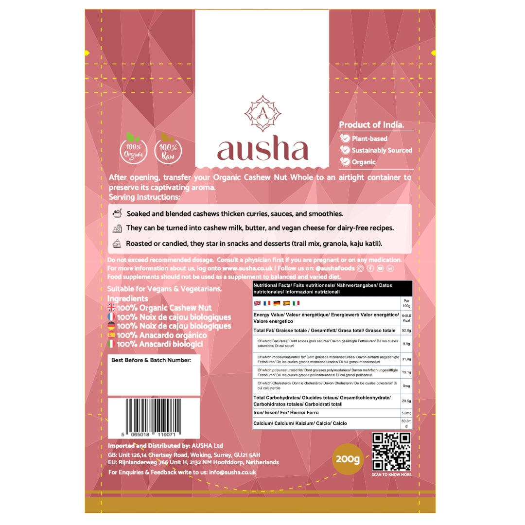 Organic Cashew Nuts Whole - 1* GREAT TASTE AWARD