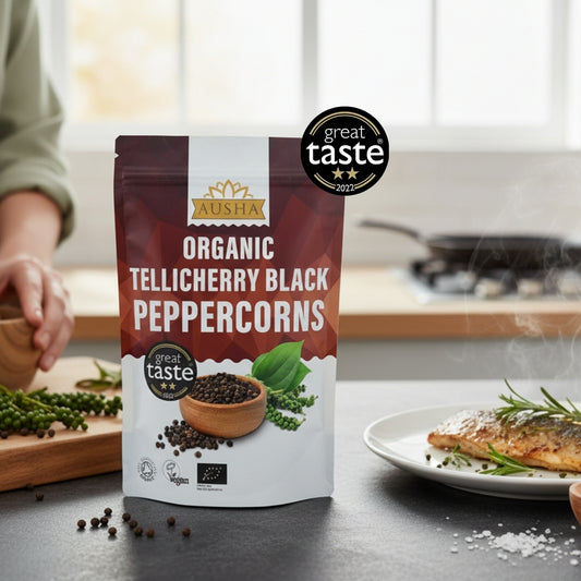 Organic Tellicherry Black Peppercorns - 2** GREAT TASTE AWARD