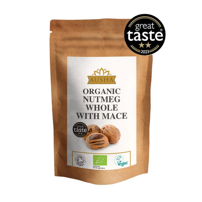 Organic Nutmeg Whole with Mace 50g - 2** GREAT TASTE AWARD