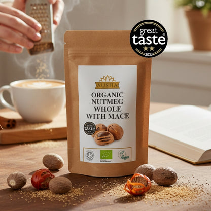 Organic Nutmeg Whole with Mace 50g - 2** GREAT TASTE AWARD