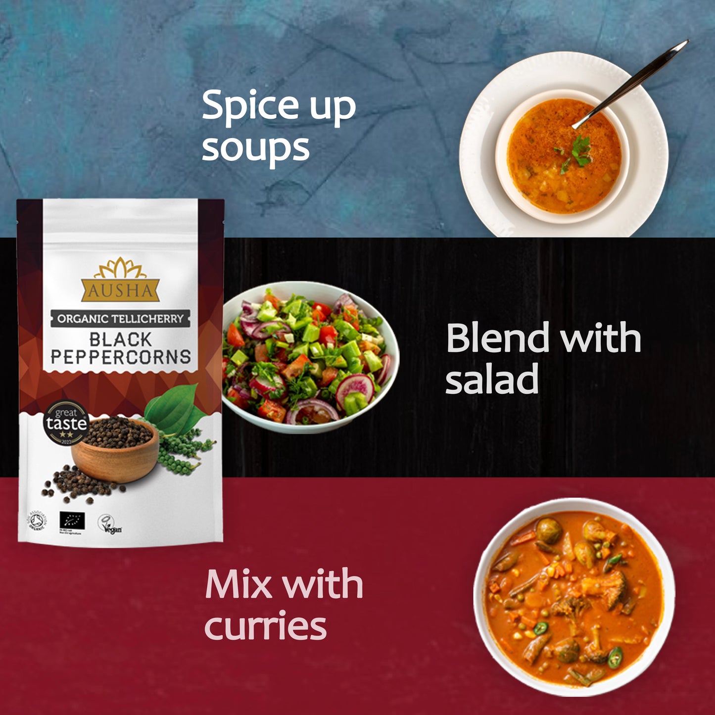Organic Tellicherry Black Peppercorns - 2** GREAT TASTE AWARD